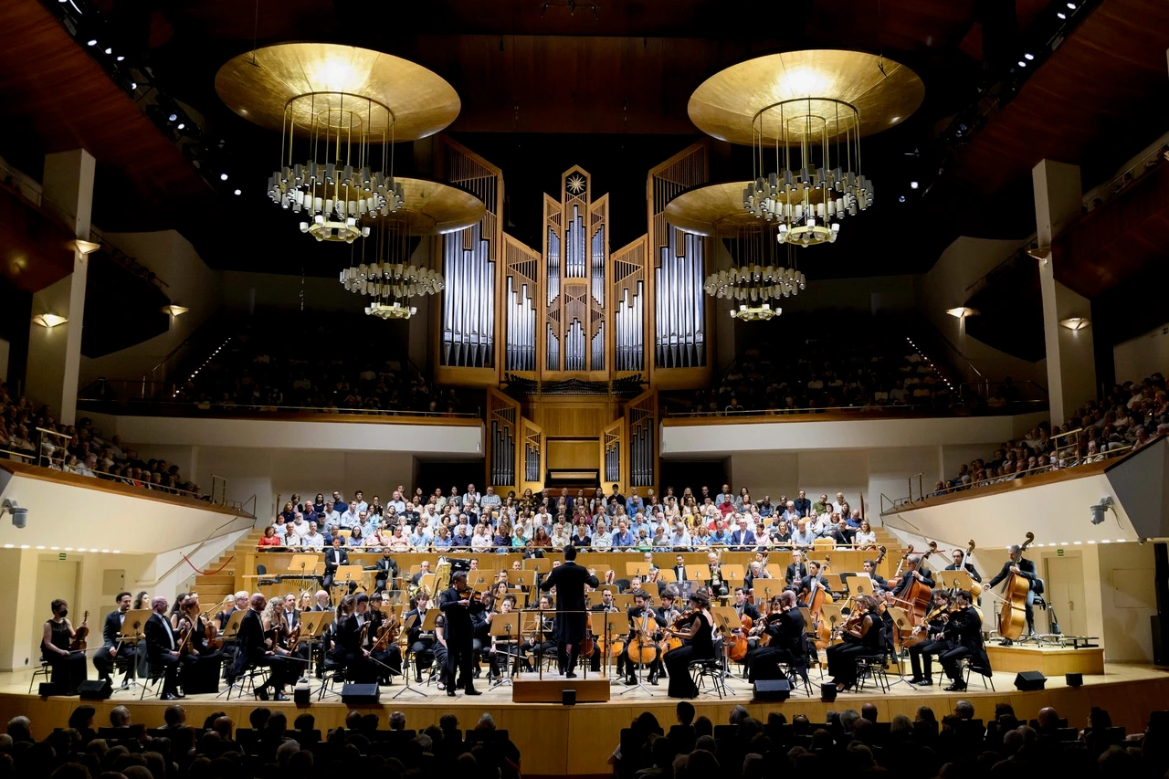 Concierto de la Orquesta Nacional de España dirigida por David Afkham, con Frank Peter Zimmermann al violín, en el Auditorio Nacional de Música de Madrid.
